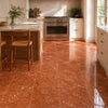 Polished terracotta rosso verona marble floor tiles 12x12 with subtle white veining and natural tumbled texture