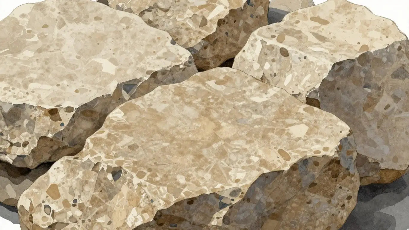 Sketch of textured Lymra limestone blocks