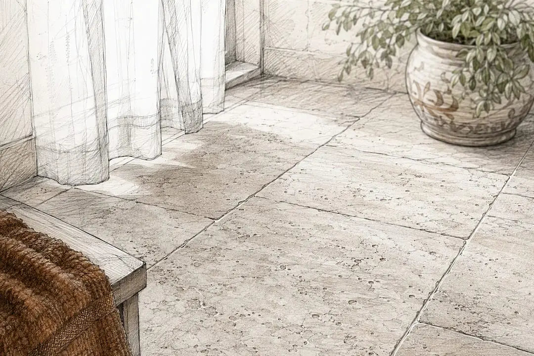 Honed travertine natural stone bathroom floor texture