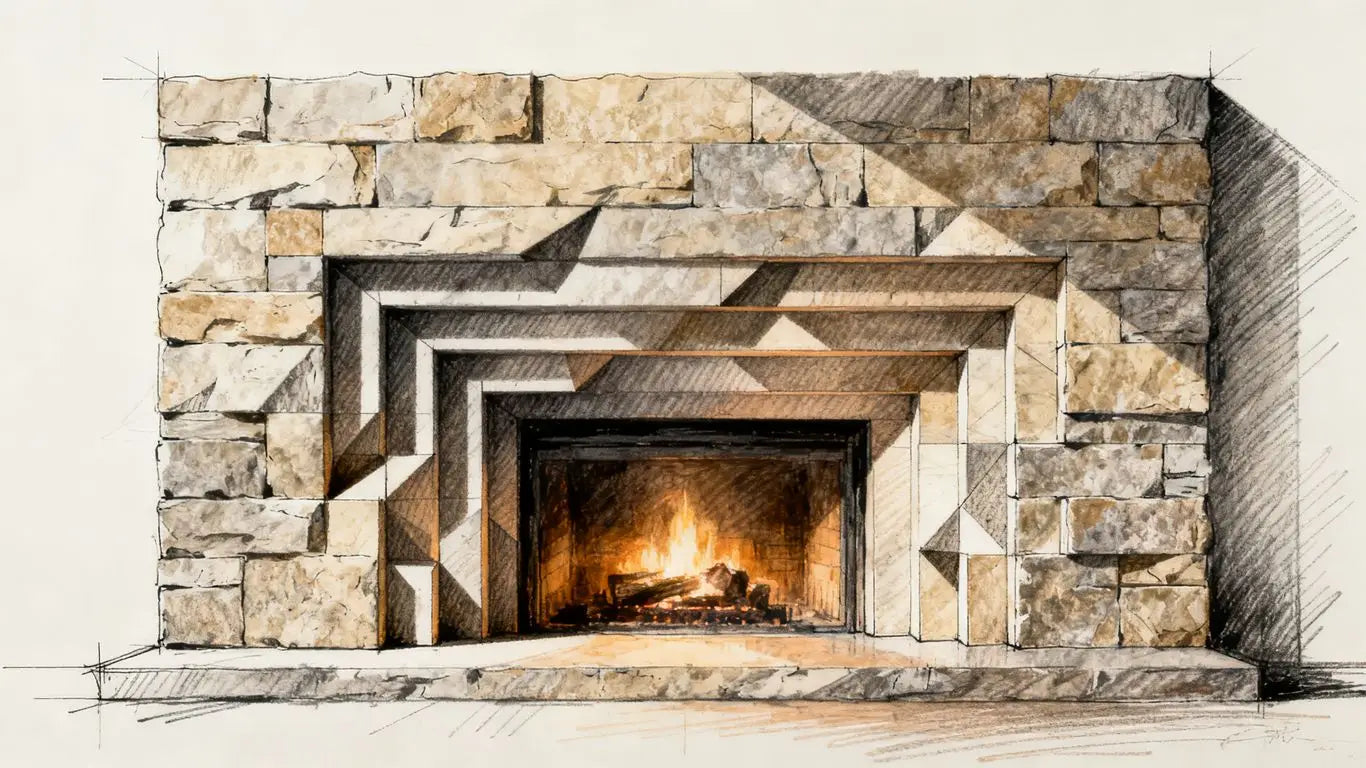 Ledger stone wall in foyer