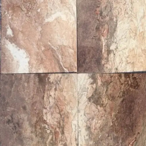 4x4 inch Sahara Ember Marble tile with polished natural stone look in brown beige tones