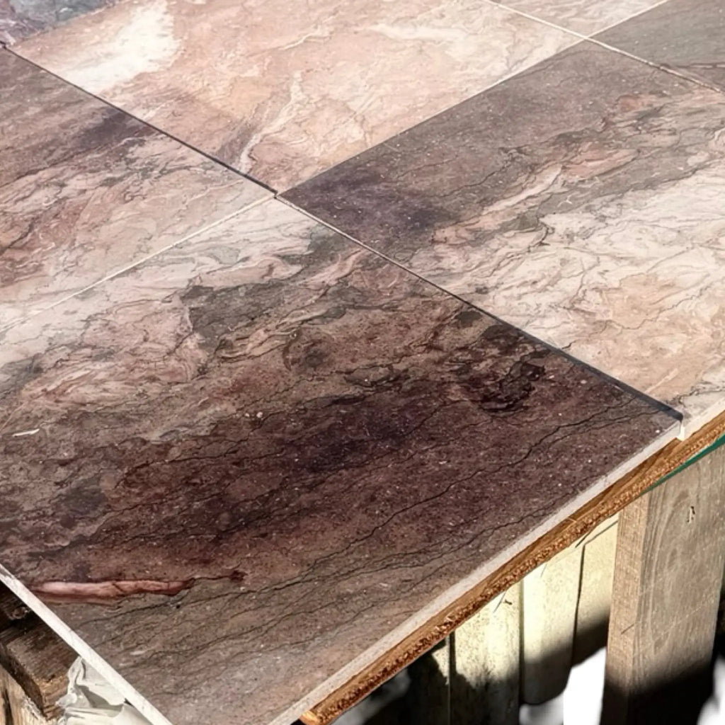 Sahara Ember Marble 12x12 Polished Brown Tile with Veining
