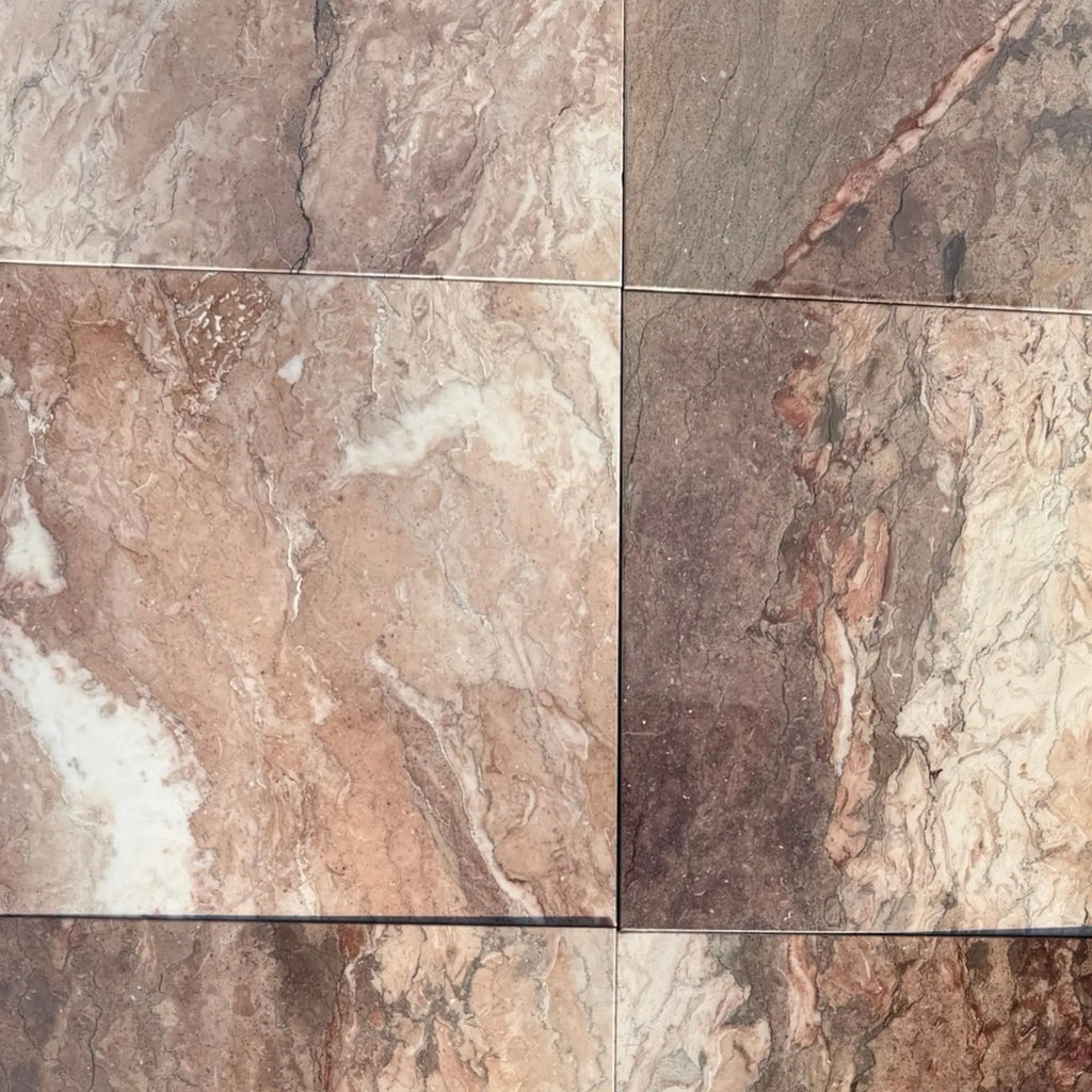 Sahara Ember Marble 12x12 polished brown tile with natural veining