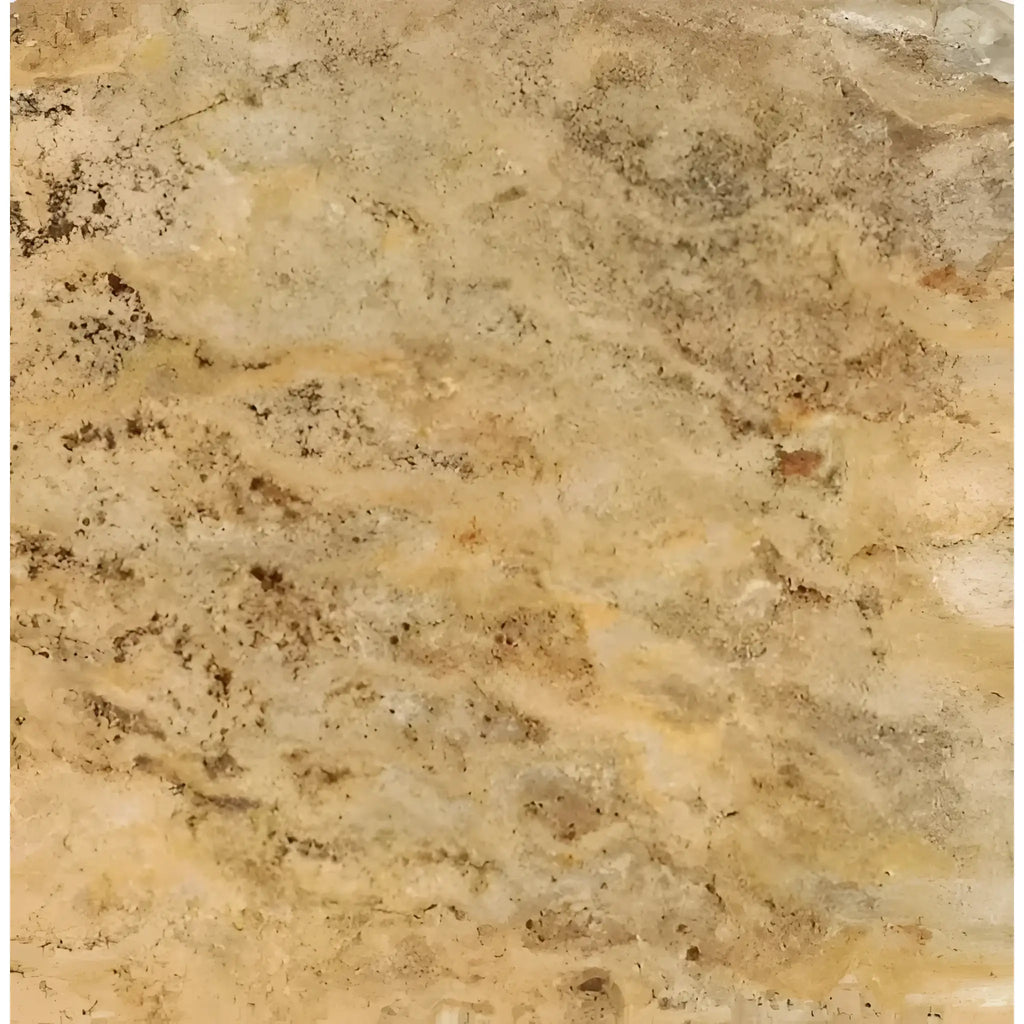 Tan and brown patterned Scabos Travertine 12X12 filled polished or honed stone