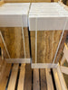 Stacked Scabos Autumn Leaves Travertine 12x24 panels, golden-brown veined marble wrapped securely