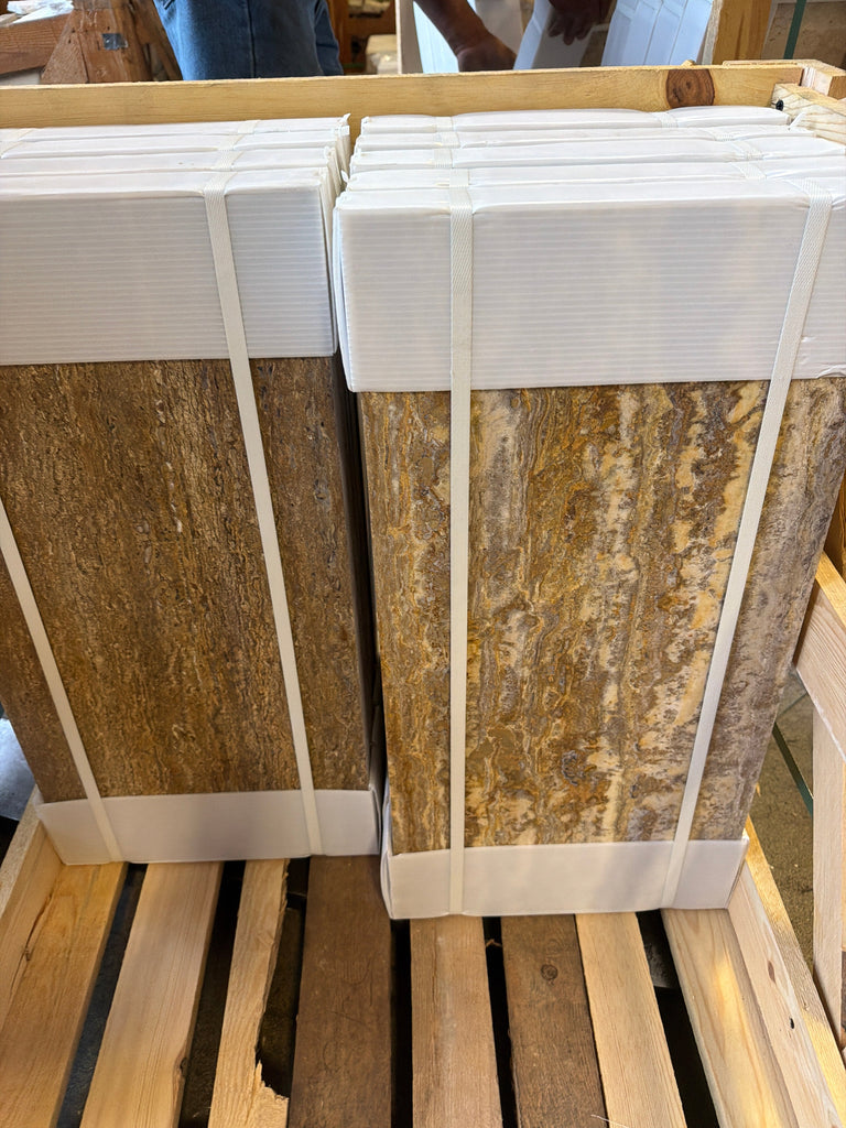 Scabos Autumn Leaves Travertine 12x24 Vein-Cut Polished Tile