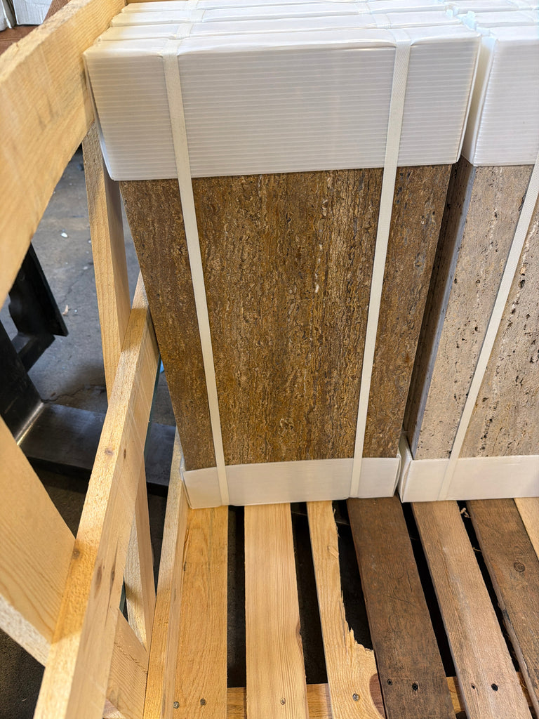 Scabos Autumn Leaves Travertine 12x24 vein-cut stacked veneer samples