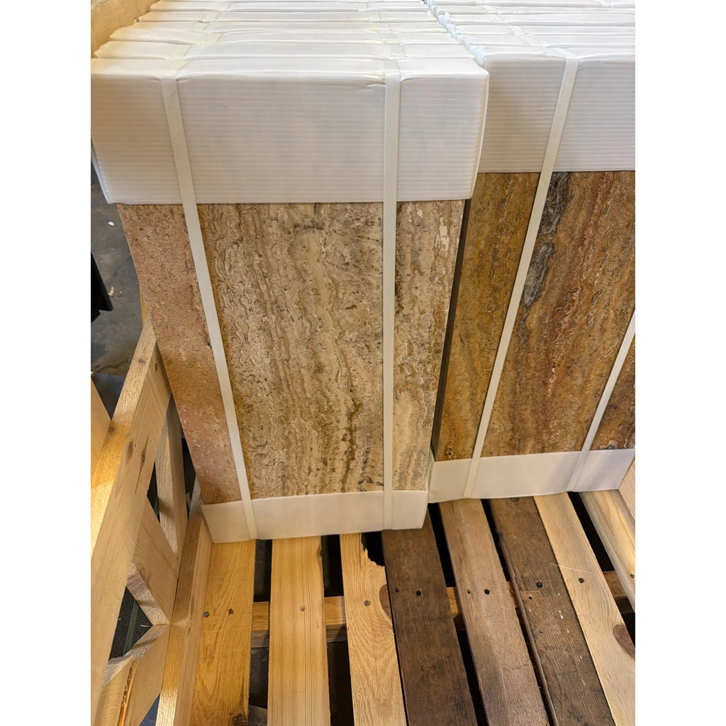 Scabos Autumn Leaves Travertine 12x24 vein-cut filled polished stone tiles