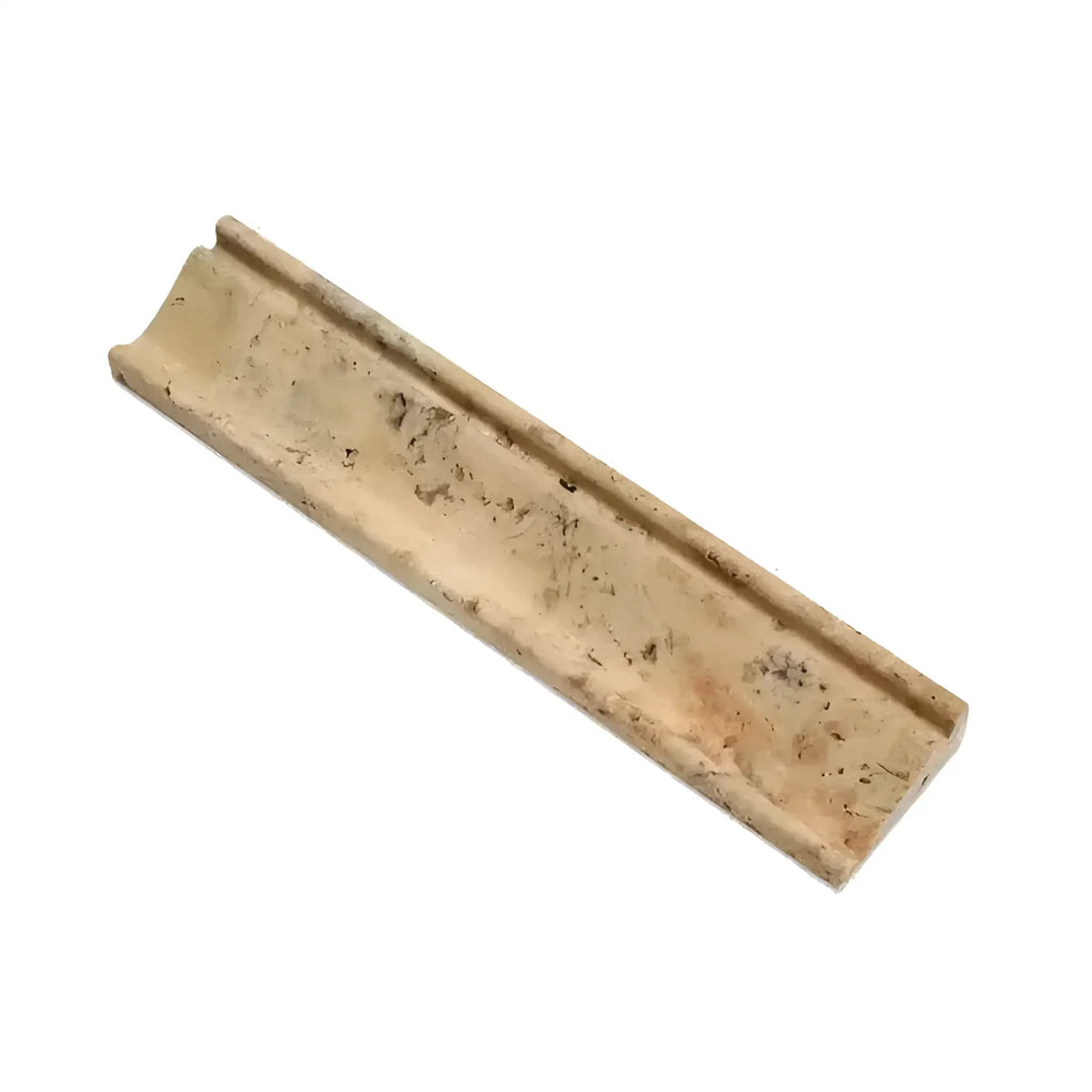 Scabos Travertine 2 1/2X12 Crown Molding Liner Honed in natural stone finish