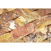 Polished multicolored stone tiles in Scabos Travertine 2X4 Brick Mosaic design
