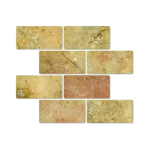 Scabos Travertine 3X6 Tumbled Rectangular Tiles in Natural Stone Finish