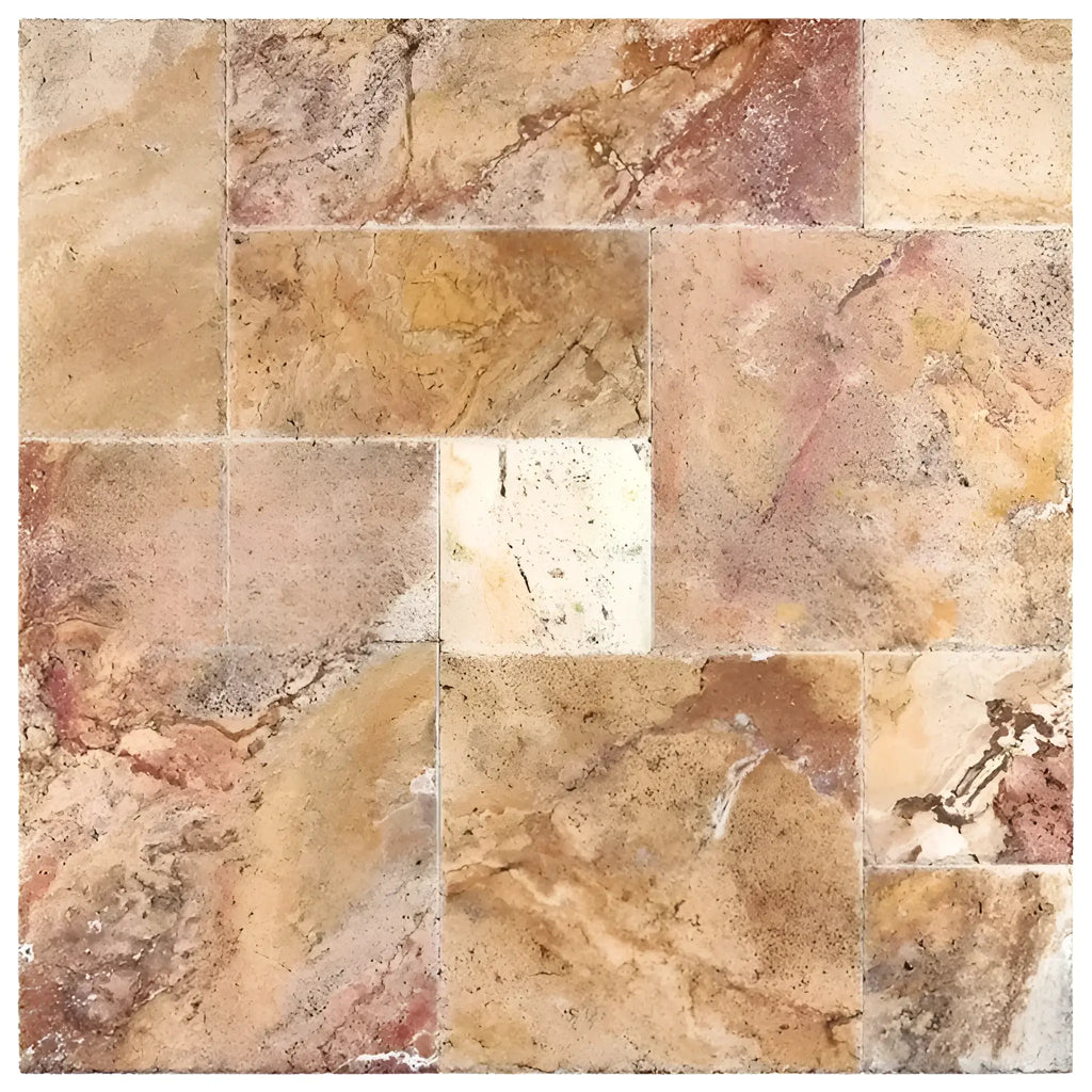 Scabos Travertine 4 pcs Versailles Pattern French Pattern Set Tumbled tile design