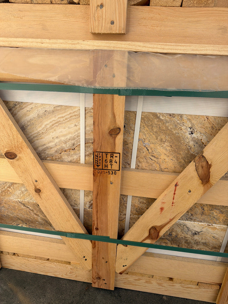 Scabos Autumn Leaves Travertine Versailles set with TR-684 HT beam label