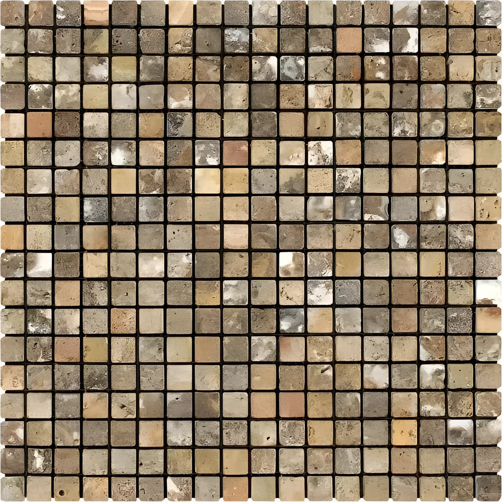 Scabos Travertine 5/8X5/8 Mosaic Tumbled Square Mosaic Tile Sheet