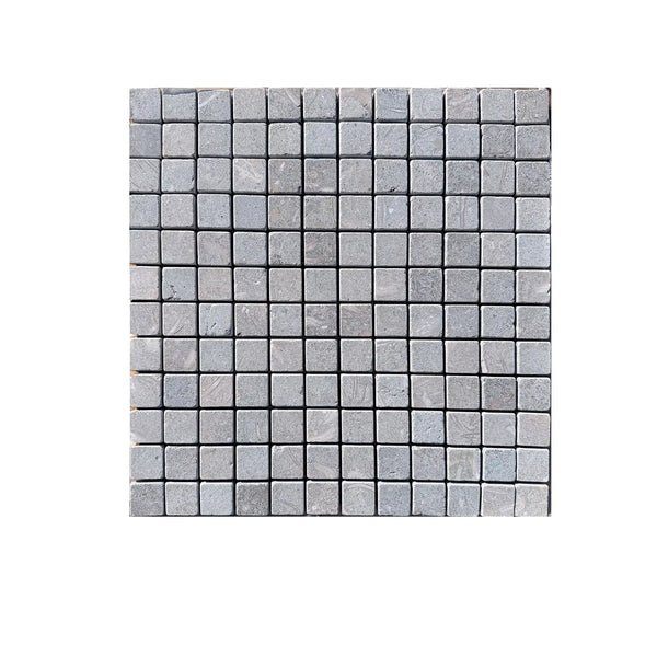 Seagrass Limestone 1x1 tumbled mosaic with gray stone texture