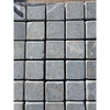 Seagrass Limestone 1x1 Mosaic Tumbled: gray stone pavers with textured veining