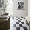 Black and white checkered marble floor tiles in siena carrara white 4x12 and nero marquina 6x12 set