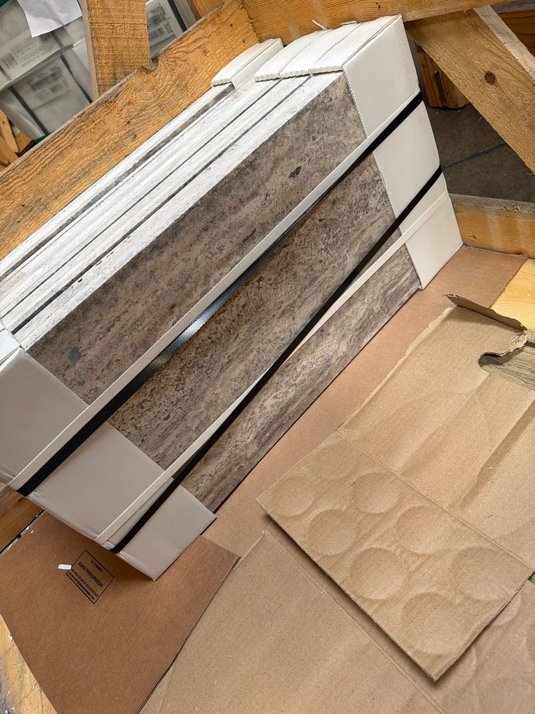 Silver Gray Travertine 12x24 Vein-Cut Filled Honed-Polished Tile