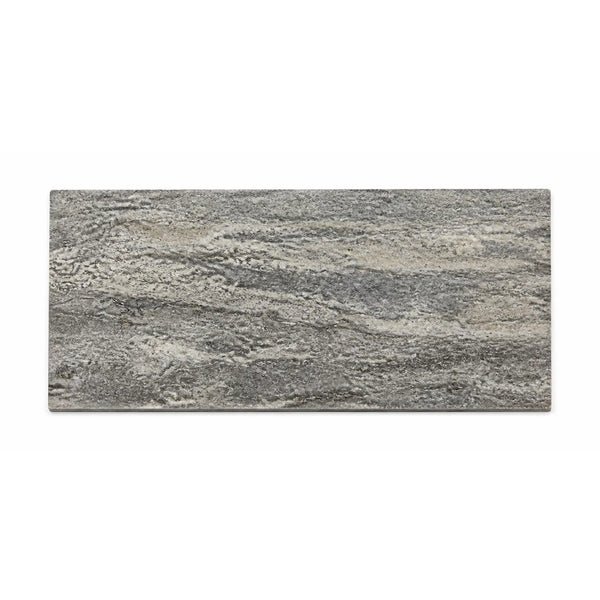 Silver gray travertine 12x24 vein-cut tile with gray stone, natural veining, and a matte filled honed-polished finish