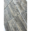 Silver gray travertine 12x24 tile vein cut filled honed polished with gray stone effect natural veining and subtle texture