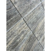 Silver gray travertine 12x24 vein-cut tile with gray stone-effect, natural textured surface, and subtle veining