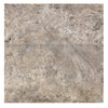 Square tile featuring a mottled gray-brown pattern, Silver Travertine 18X18 Tile