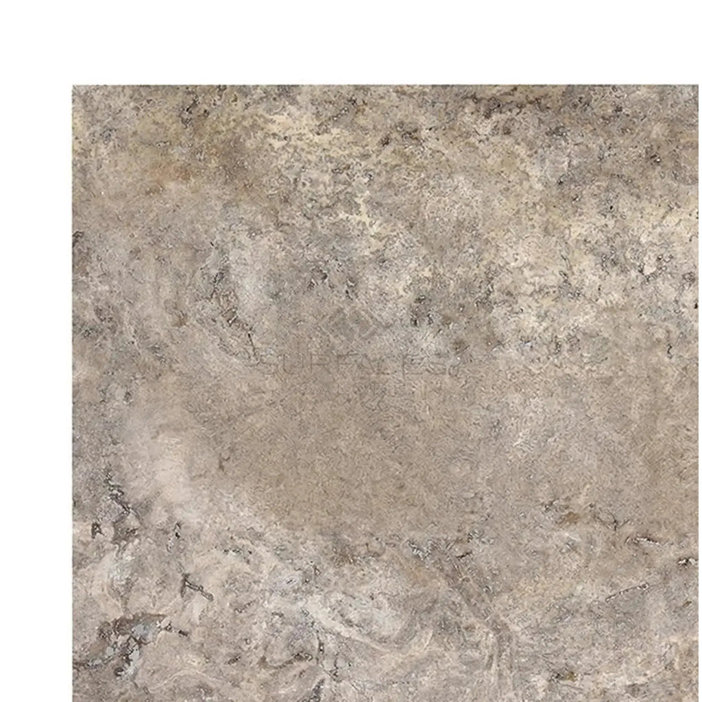 Textured beige tile of Silver Gray Travertine 18X18 Filled and Honed product