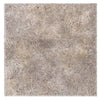 Textured Square Silver Gray Travertine 18X18 Tile Unfilled Brushed Chiseled Edge