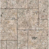 Beige travertine tile pattern featured in Silver Gray Travertine Versailles Set