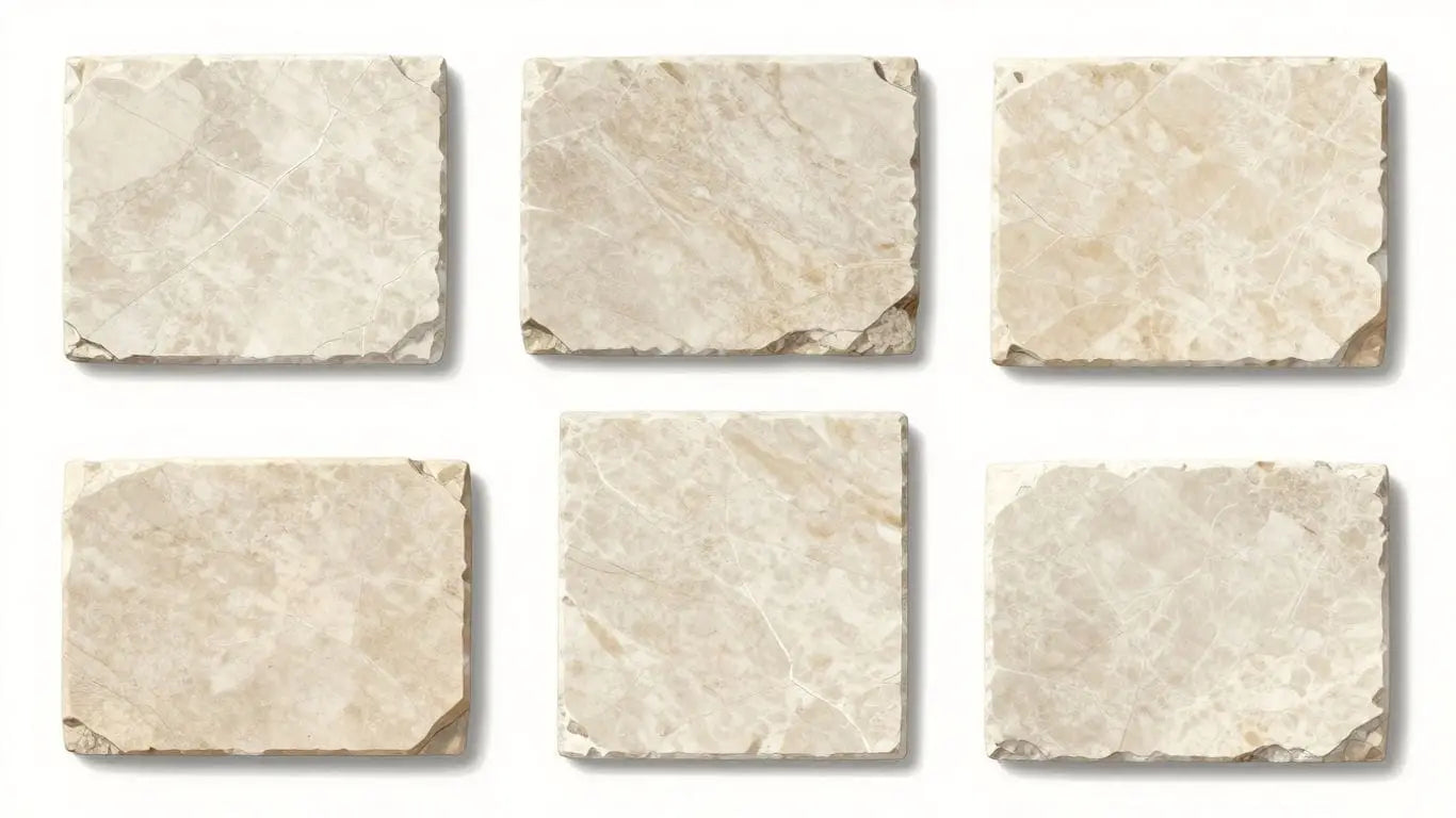 Light limestone tiles sketch with natural veining
