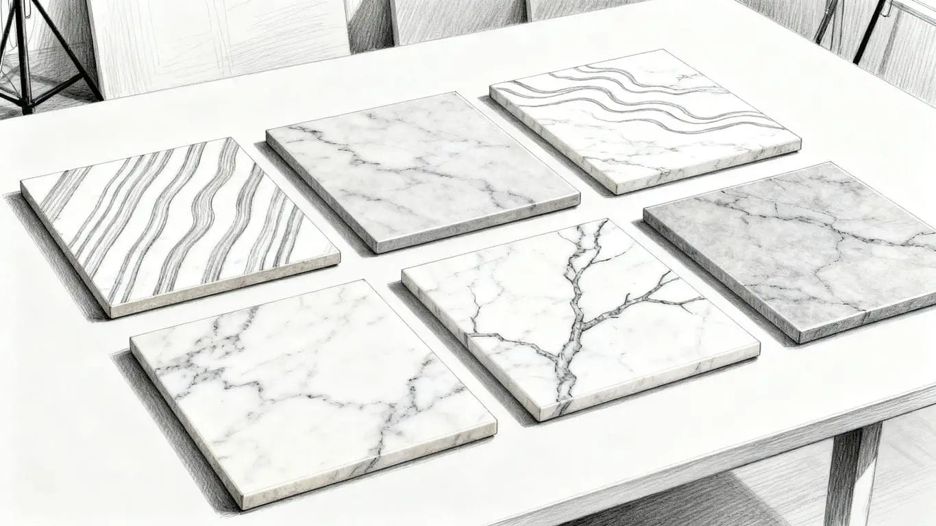 Assorted marble tile textures displayed