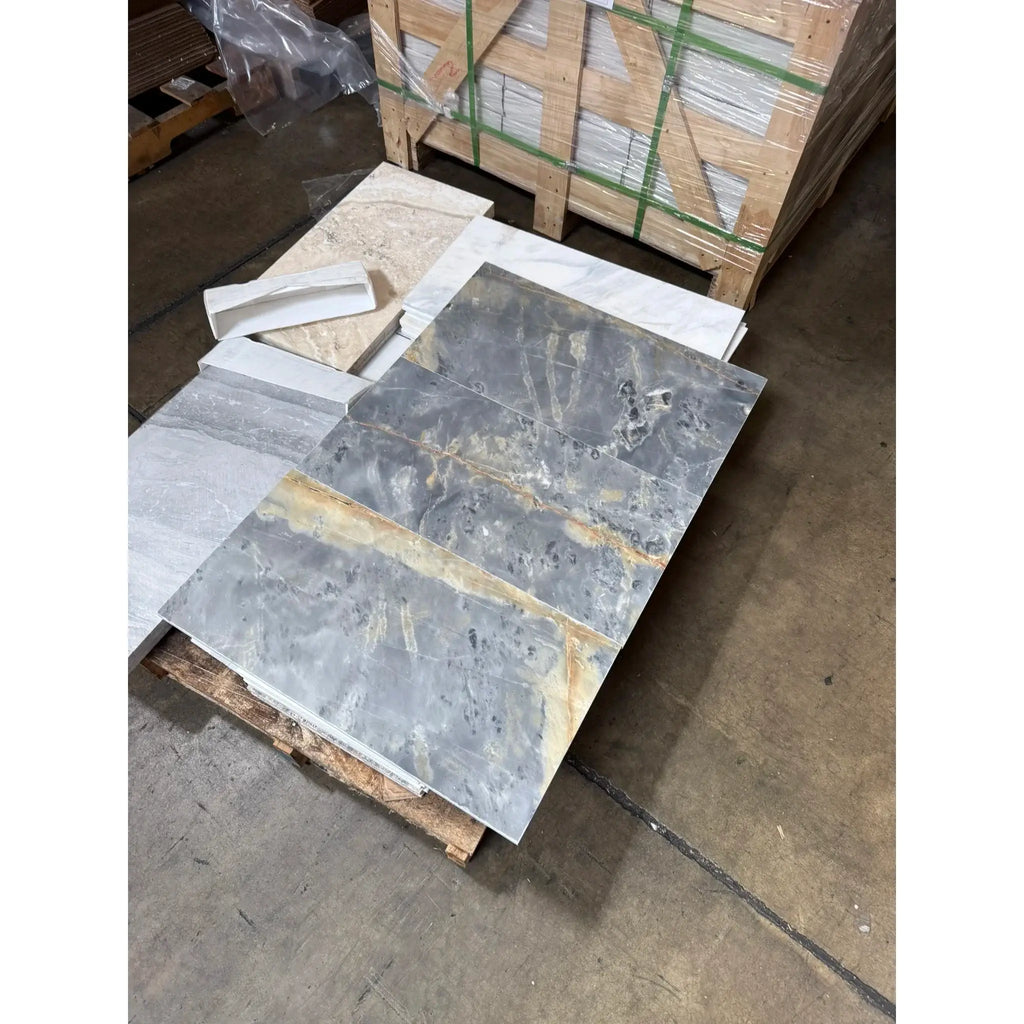 Assorted Marble Tiles in Sky Blue Azul Cielo 12X24 for elegant interior design