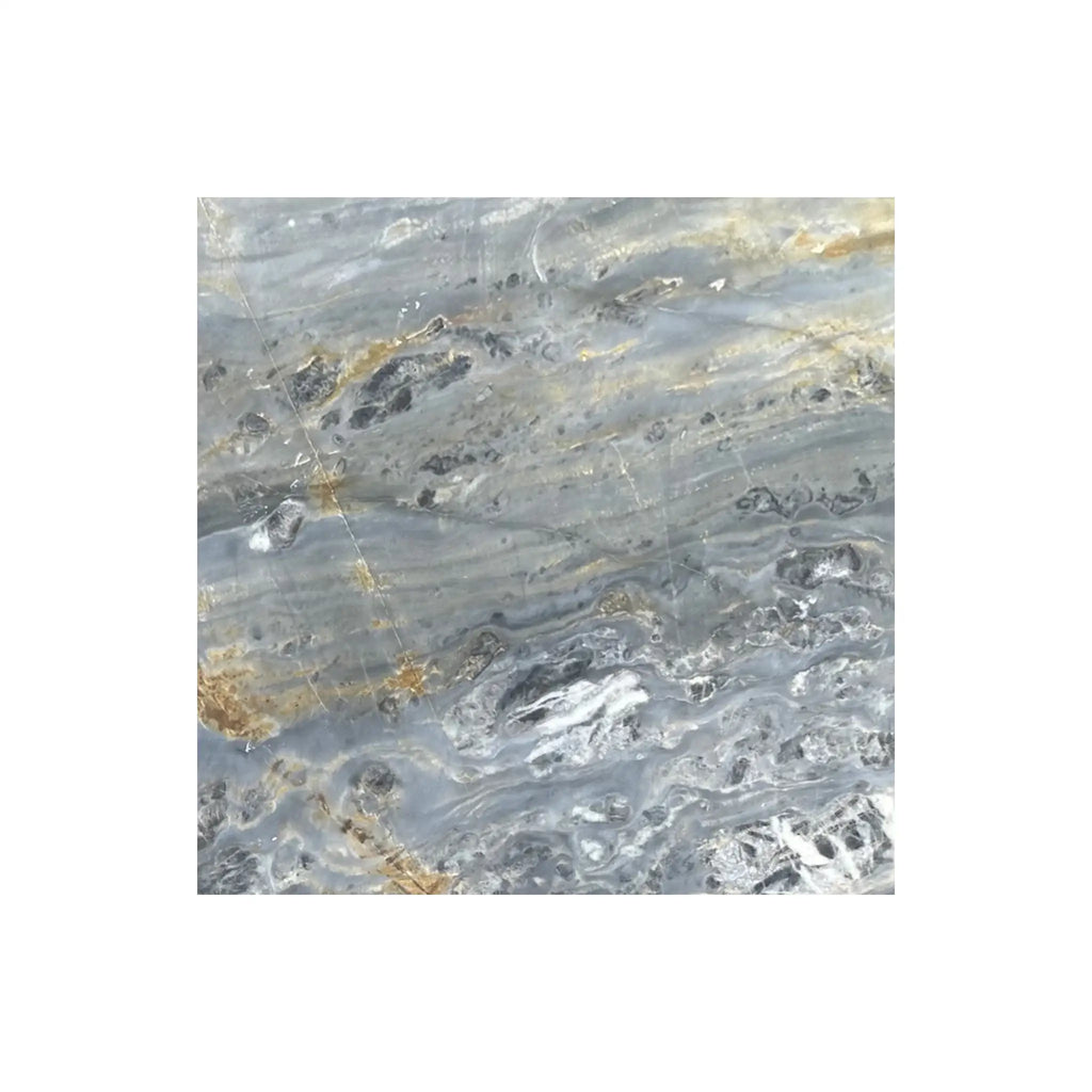 Swirling gray and gold marble slab in Sky Blue Azul Cielo 18X18 Marble Tile