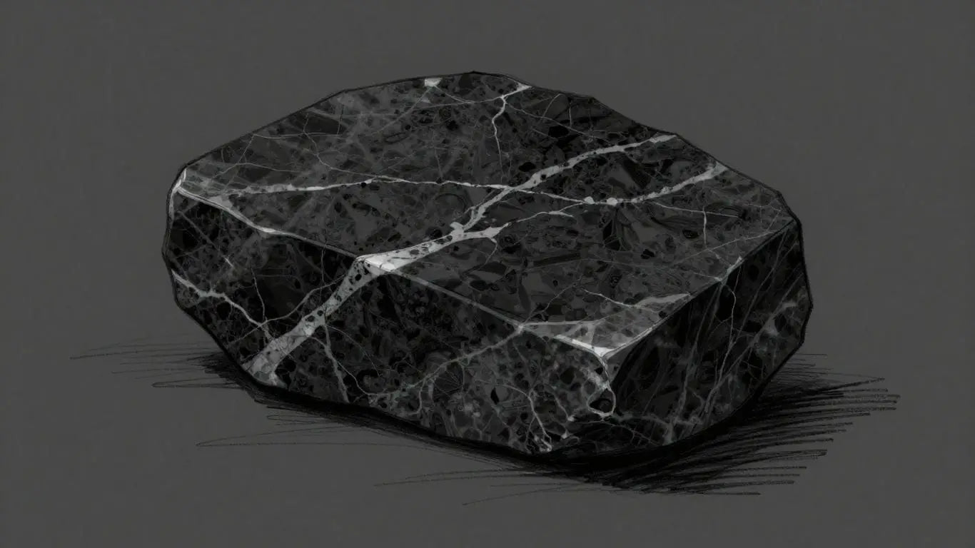 Sketch of elegant black marble with white veining.