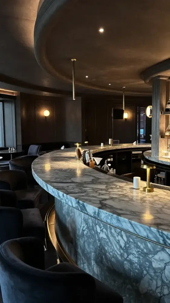 Curved Bar Tops in Upscale Lounges