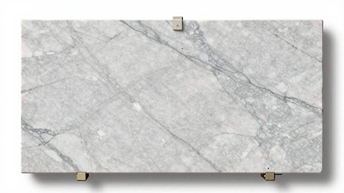 Sketch of Carrara marble slab with subtle gray veining.