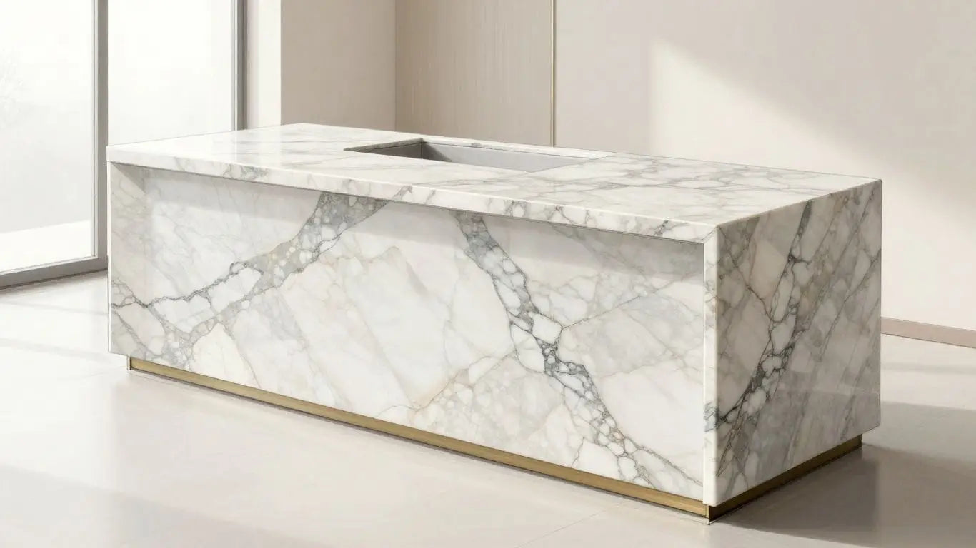 Dolomite marble countertop sketch with elegant veining.