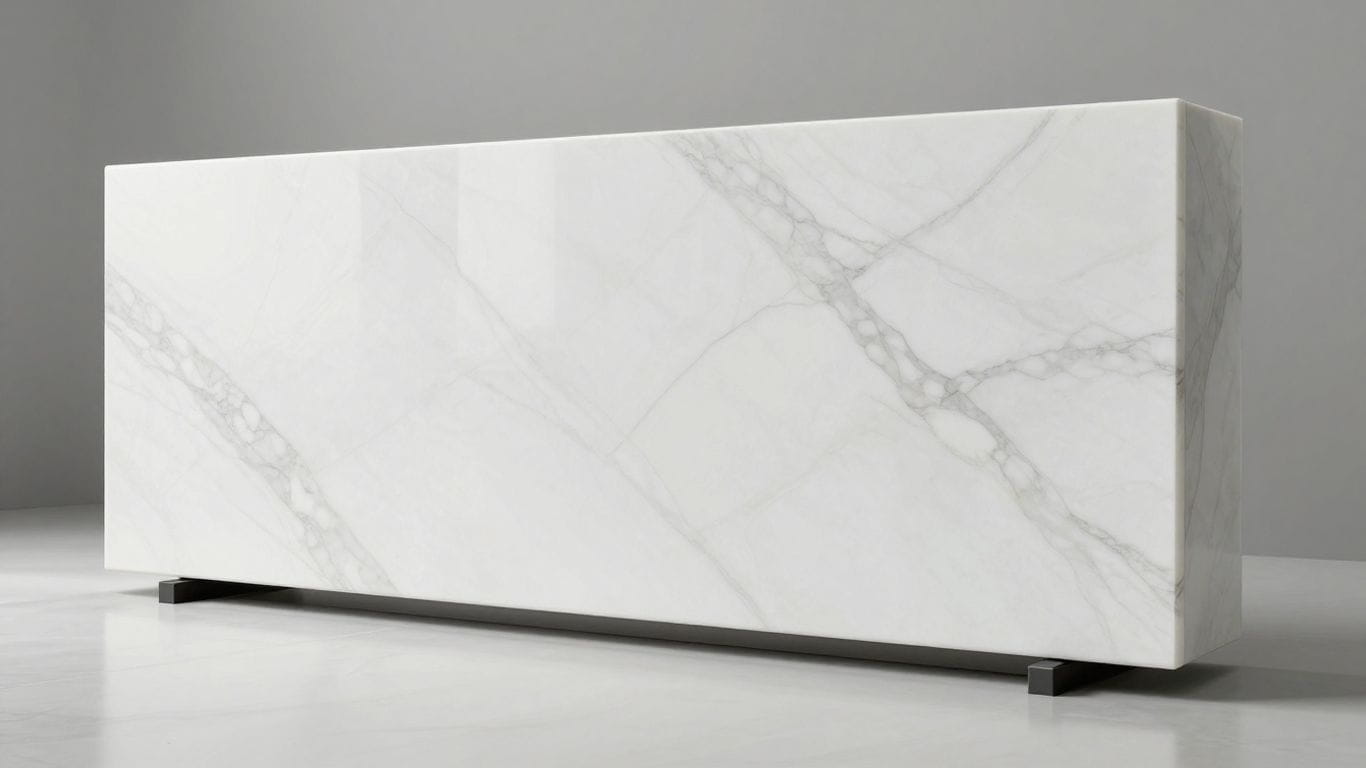 Sketch of white Thassos marble in a modern interior.