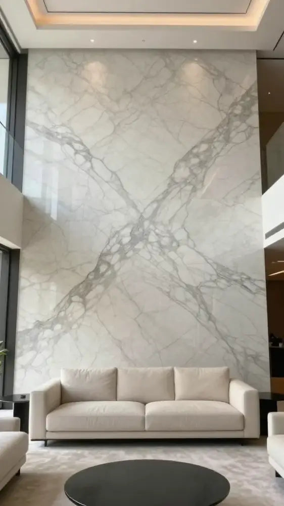 Bookmatched Living Room Feature Wall