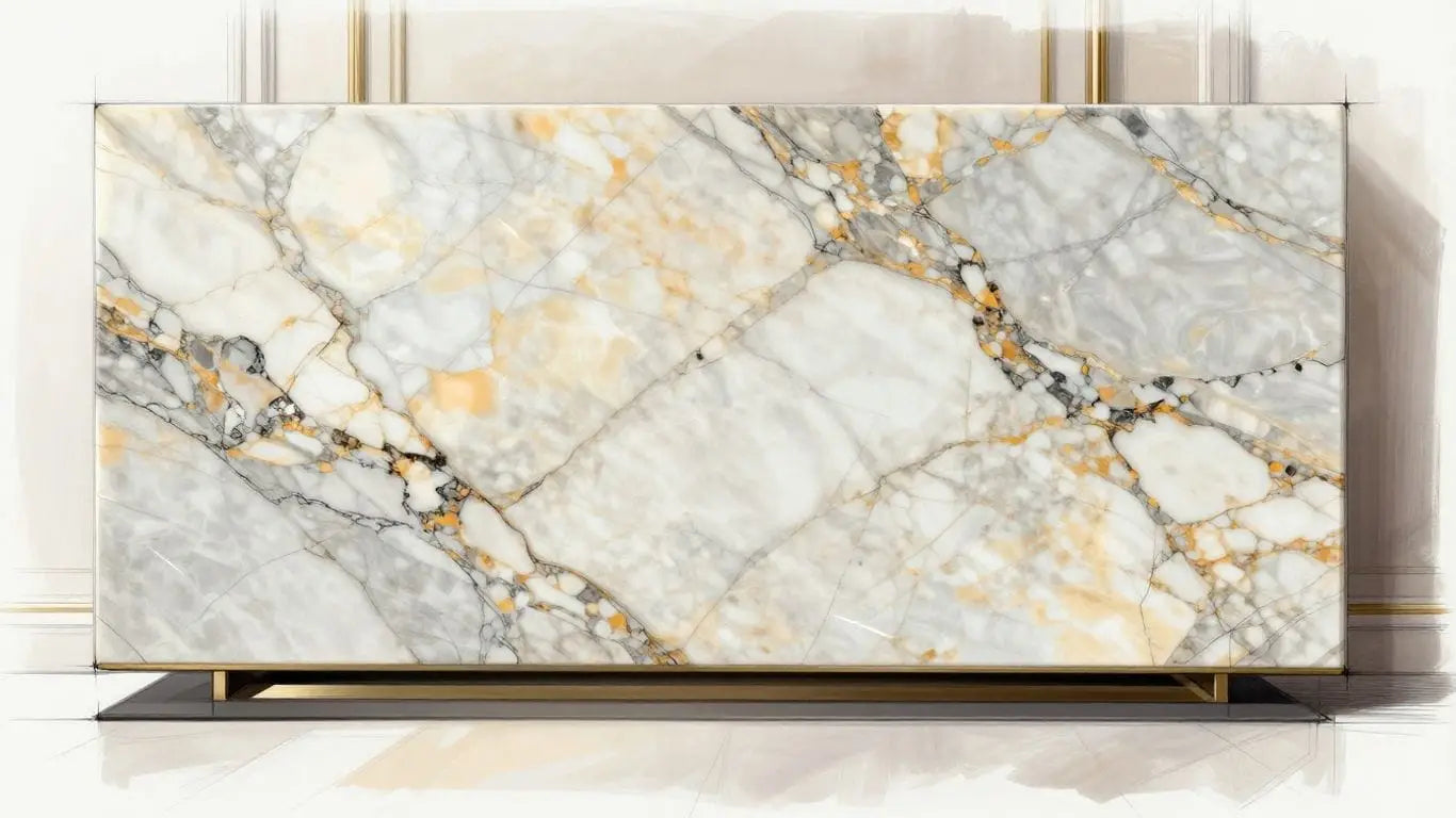 Elegant Baridlgio marble slab in a home sketch.
