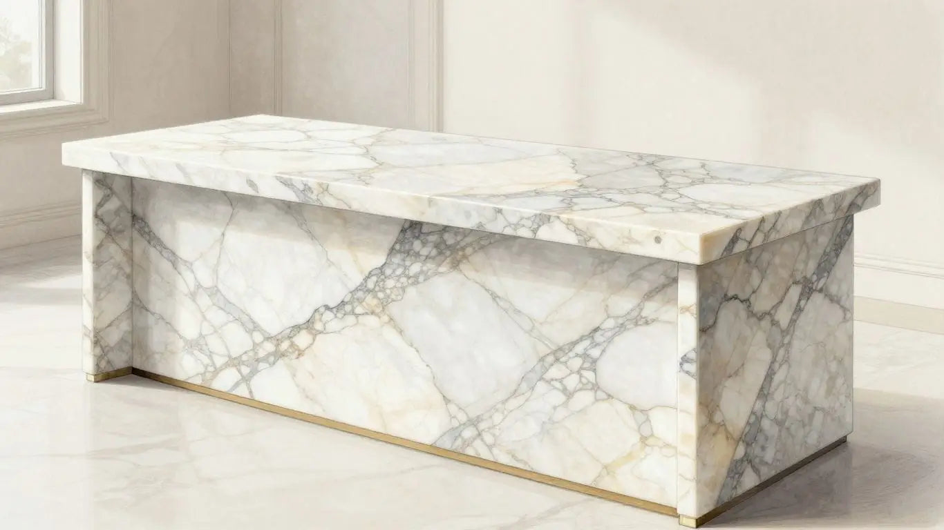 Arabescato marble countertop sketch with intricate veining.
