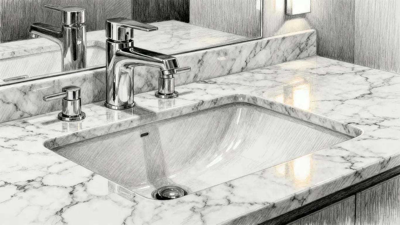 Marble bathroom vanity installation
