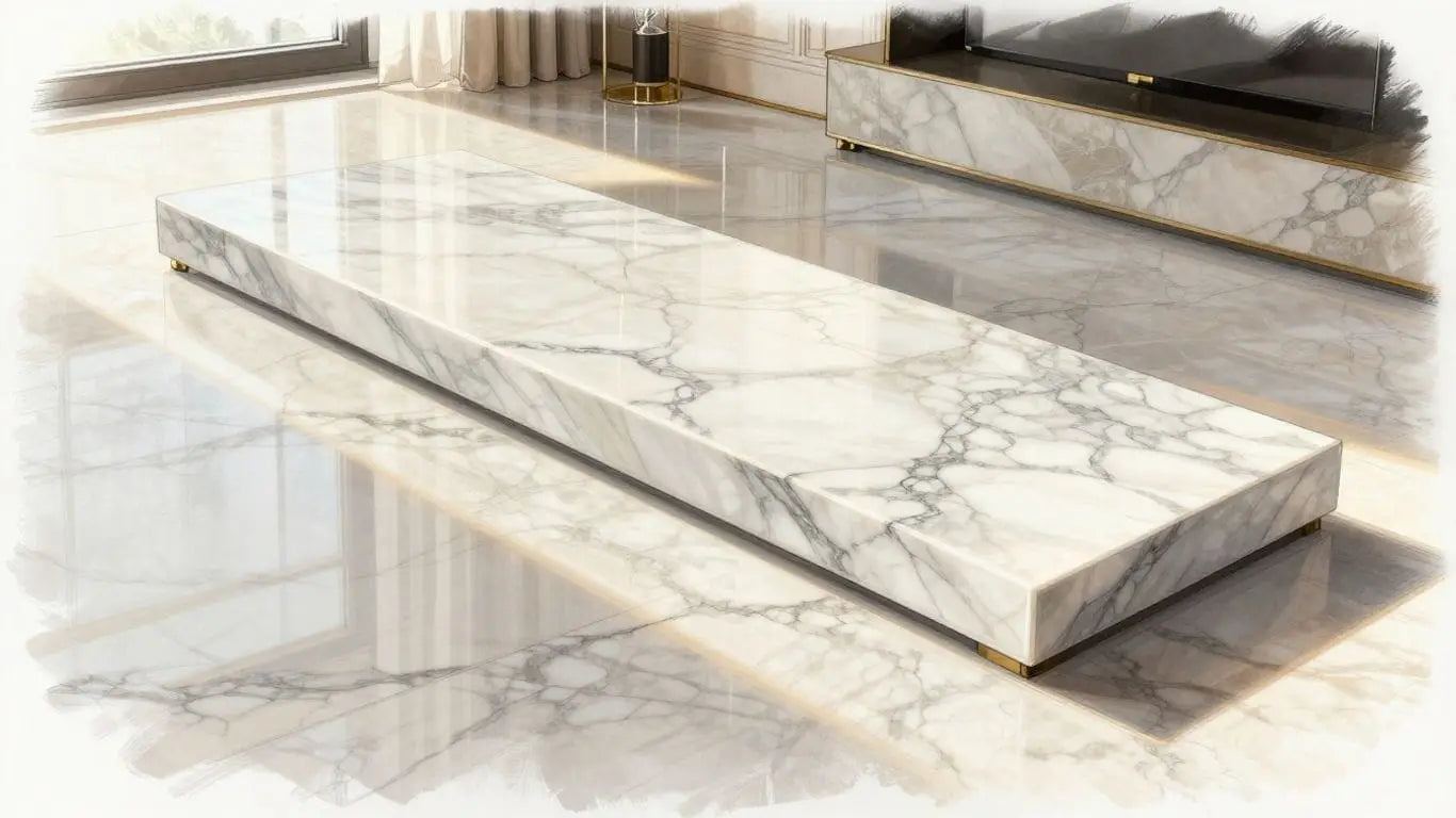 Sketch of elegant marble flooring in a sunlit room.