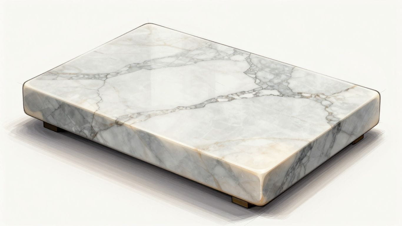 Polished Italian statuary marble slab sketch with elegant veining.