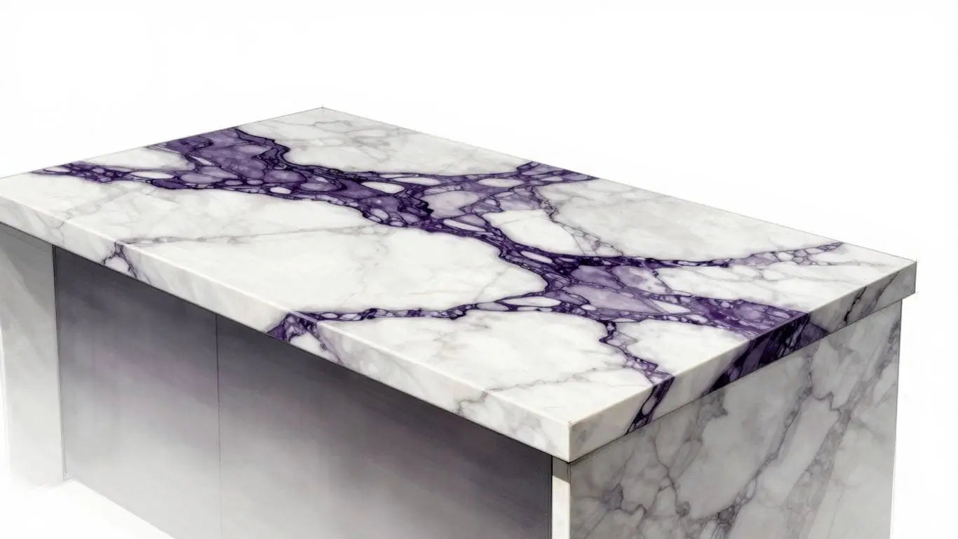 Calacatta Viola marble kitchen countertop sketch