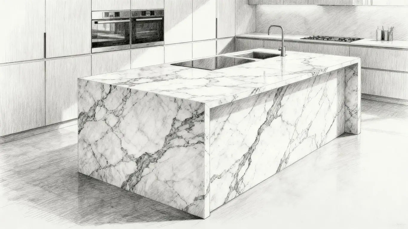 Luxury kitchen layout with marble