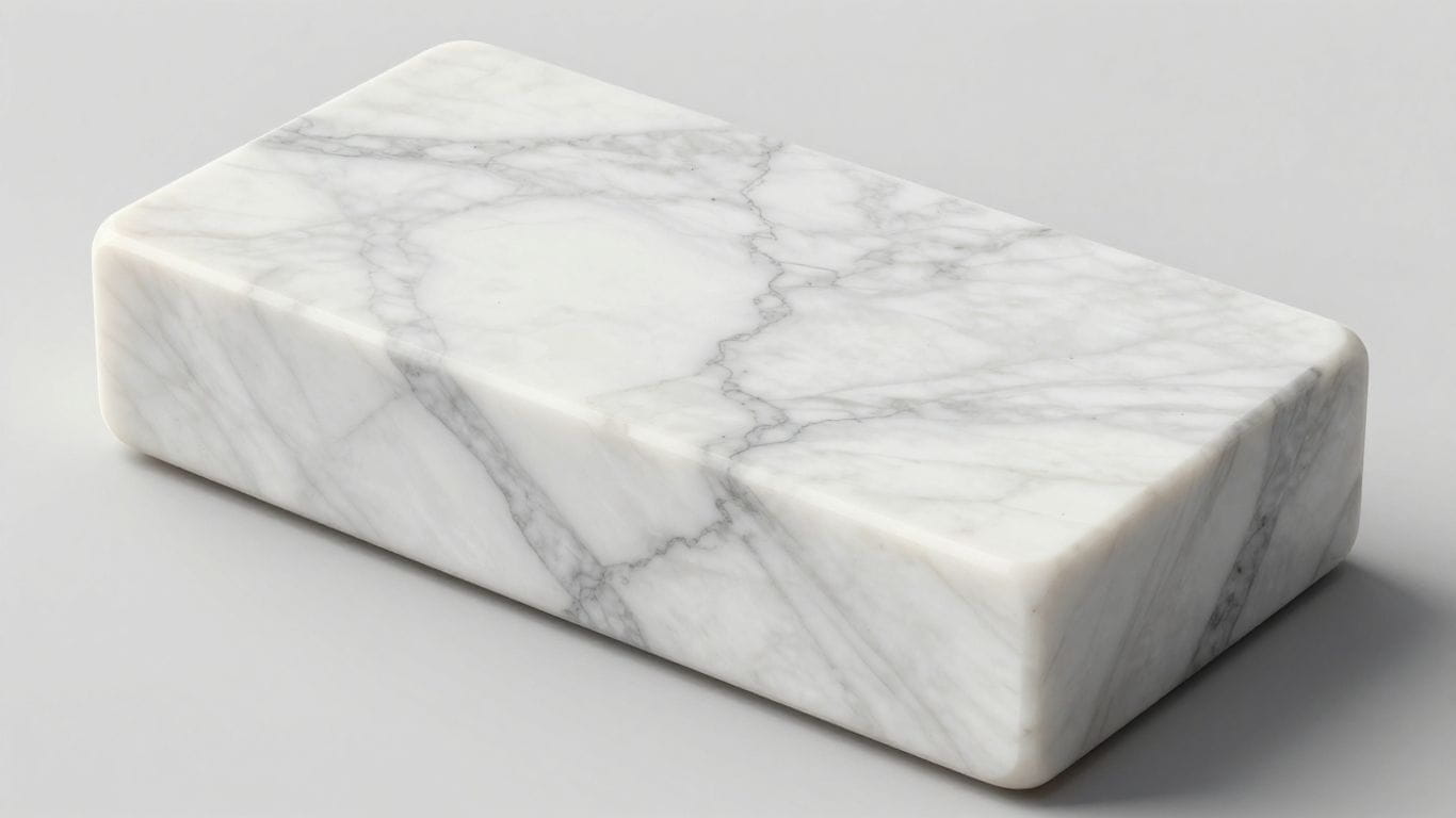 Thassos marble slab with varied finishes