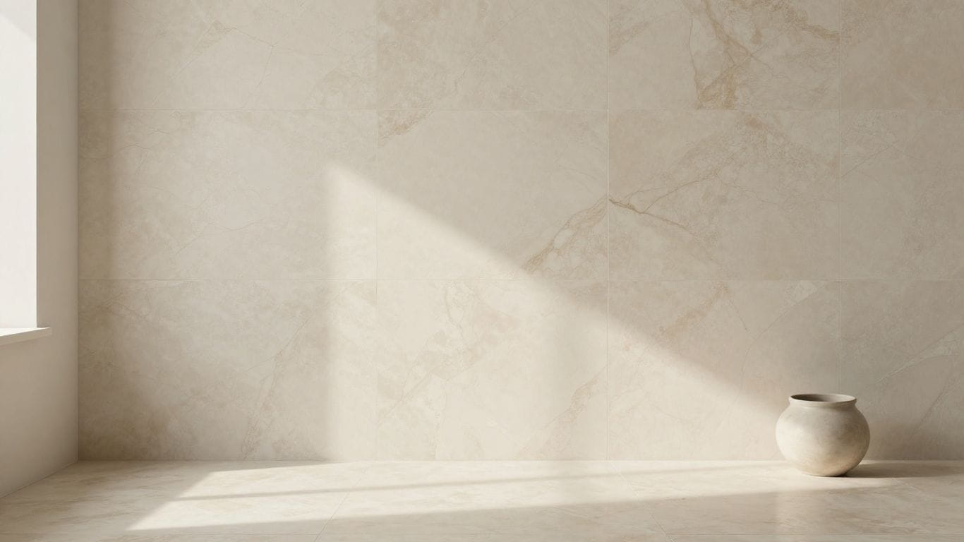 Ivory Light Travertine tiles creating a warm, elegant room.