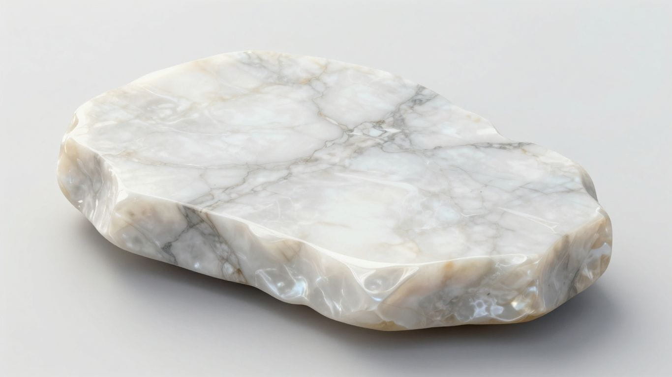 White pearl marble slab with subtle veining.