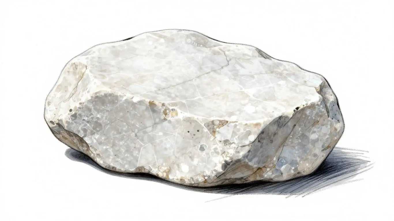 Sketch of white Thassos marble with crystalline patterns.